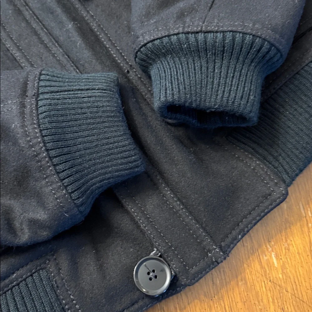 Express Men’s Wool Blend Winter Bomber Jacket Sz Small w/ Detachable Collar EUC